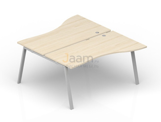 Мебель для персонала Составной стол на 2 рабочих места "Волна" (2 громмета) AR2TG149V