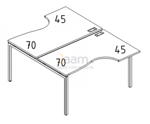Мебель для персонала Рабочая станция со столами эргономичными "Классика"на металлокаркасе DUE Б2 183 БП