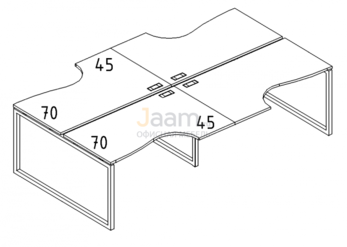 Мебель для персонала Рабочая станция со столами эргономичными "Классика" на металлокаркасе QUATTRO Б4 185-2 БП