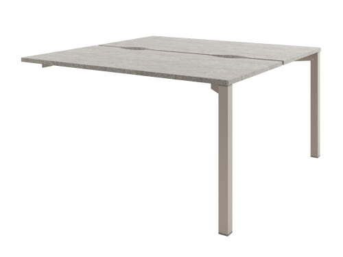 Стол-тандем на металлокаркасе, конечная секция Solution D-413 1400x1432x750 (Бетон/КашемирБежевый)