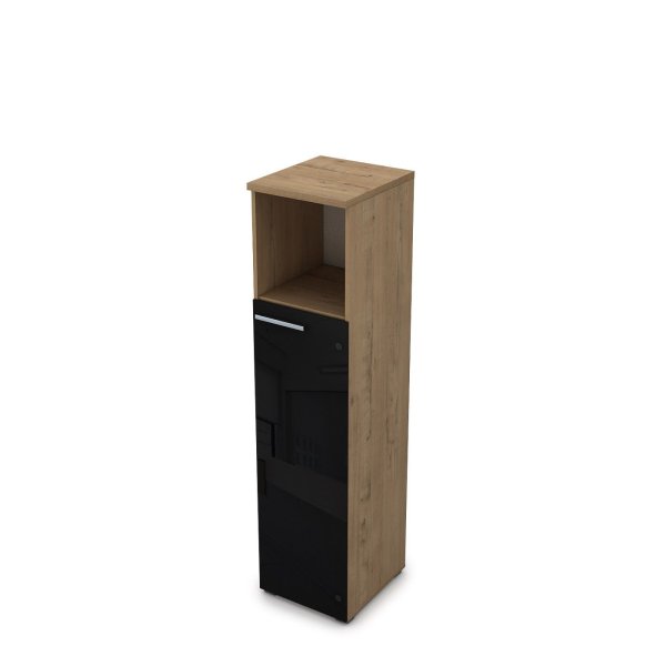 9ПЛ.004.11 Пенал со стеклом и нишей (400x450x1645), левый (Teakwood)