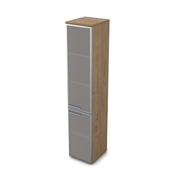 9ПЛ.005.16 Пенал высокий со стеклом (400x450x2045), левый (Teakwood)