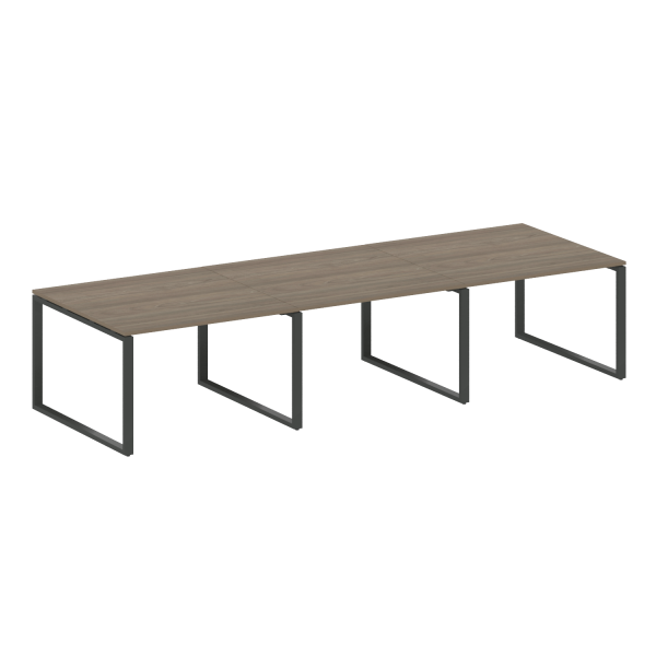 Переговорный стол 3 столешницы Metal System Style БО.ПРГ-3.2 3600x1235x750 (Вяз/Антрацит металл)