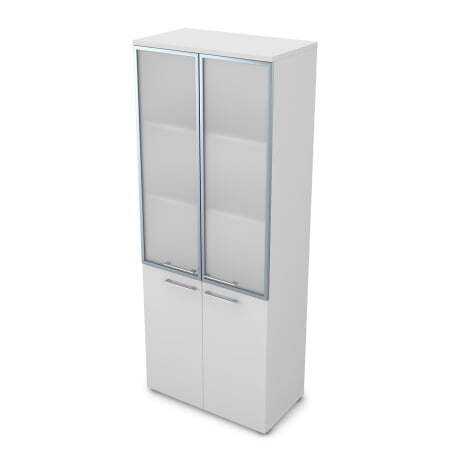 Шкаф высокий со стеклом Gloss line 9НШ.005.19 800x450x2045 (Белый премиум)