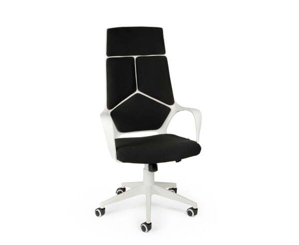 Кресло офисное / IQ / (white+black) белый пластик / черная ткань (Черный)