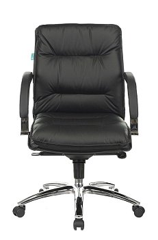 Кресло руководителя T-9927SL-LOW черный кожа низк.спин. крестов. металл хром