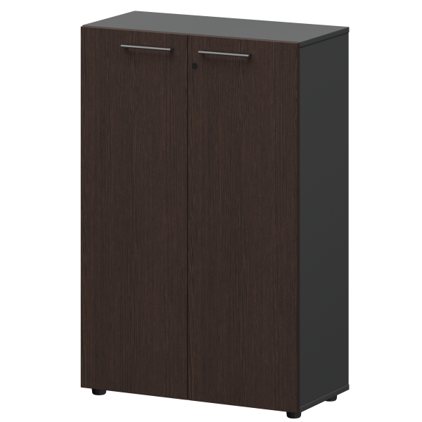 Шкаф средний закрытый Кортез СМШ38F 792x380x1190 (Дуб венге/Графит)