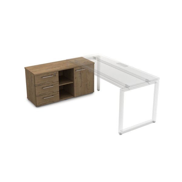 Тумба с тремя ящиками и дверкой Gloss line 9НТ.006 1200x450x620 (Teakwood)